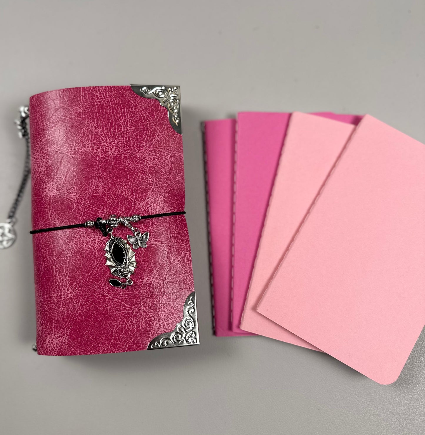 Pink Distressed Leather