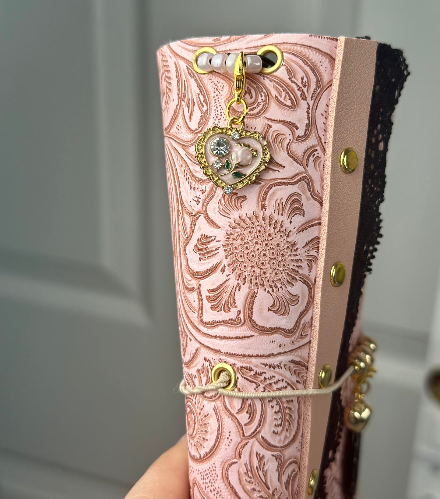 A6 Mini / Passport Size Pink and Black Trifold Journal
