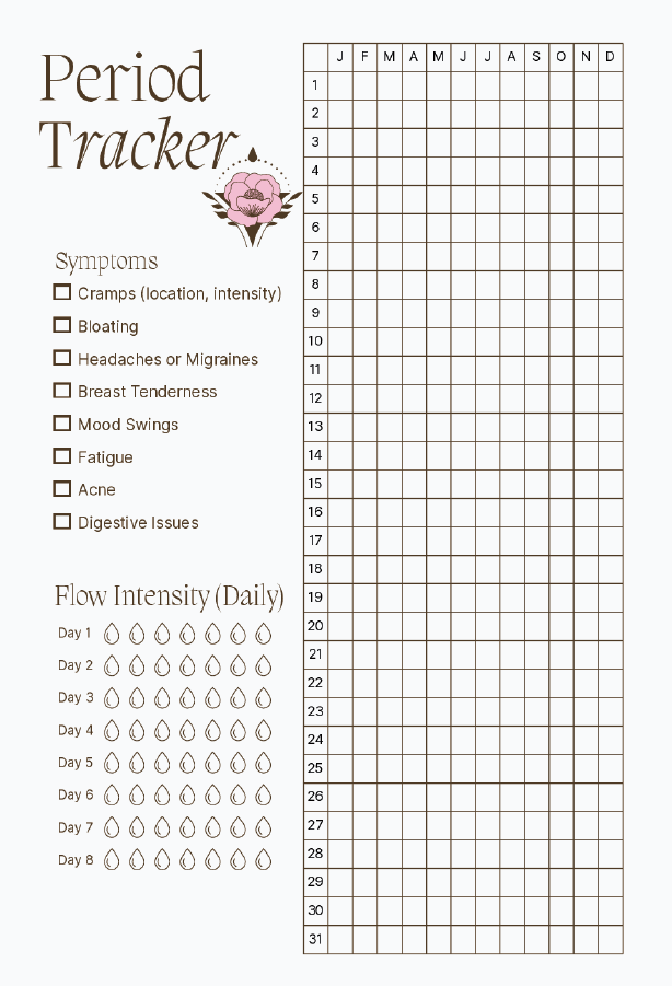 A5 - 1 Year Period Tracker