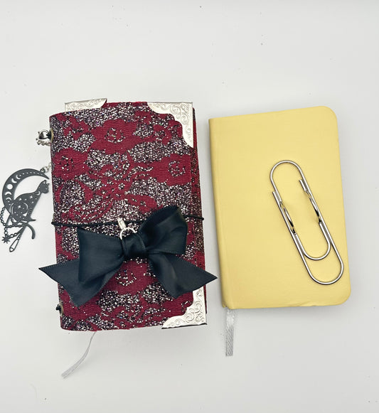 Deep Red & Silver Mini Trifold Journal