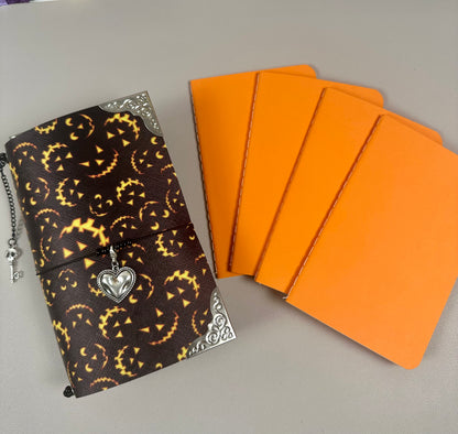A6 Mini Halloween Orange Trifold Journal Bundle