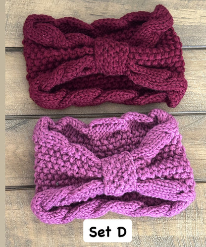 Bow Style Cozy Knit Headband Set of 2