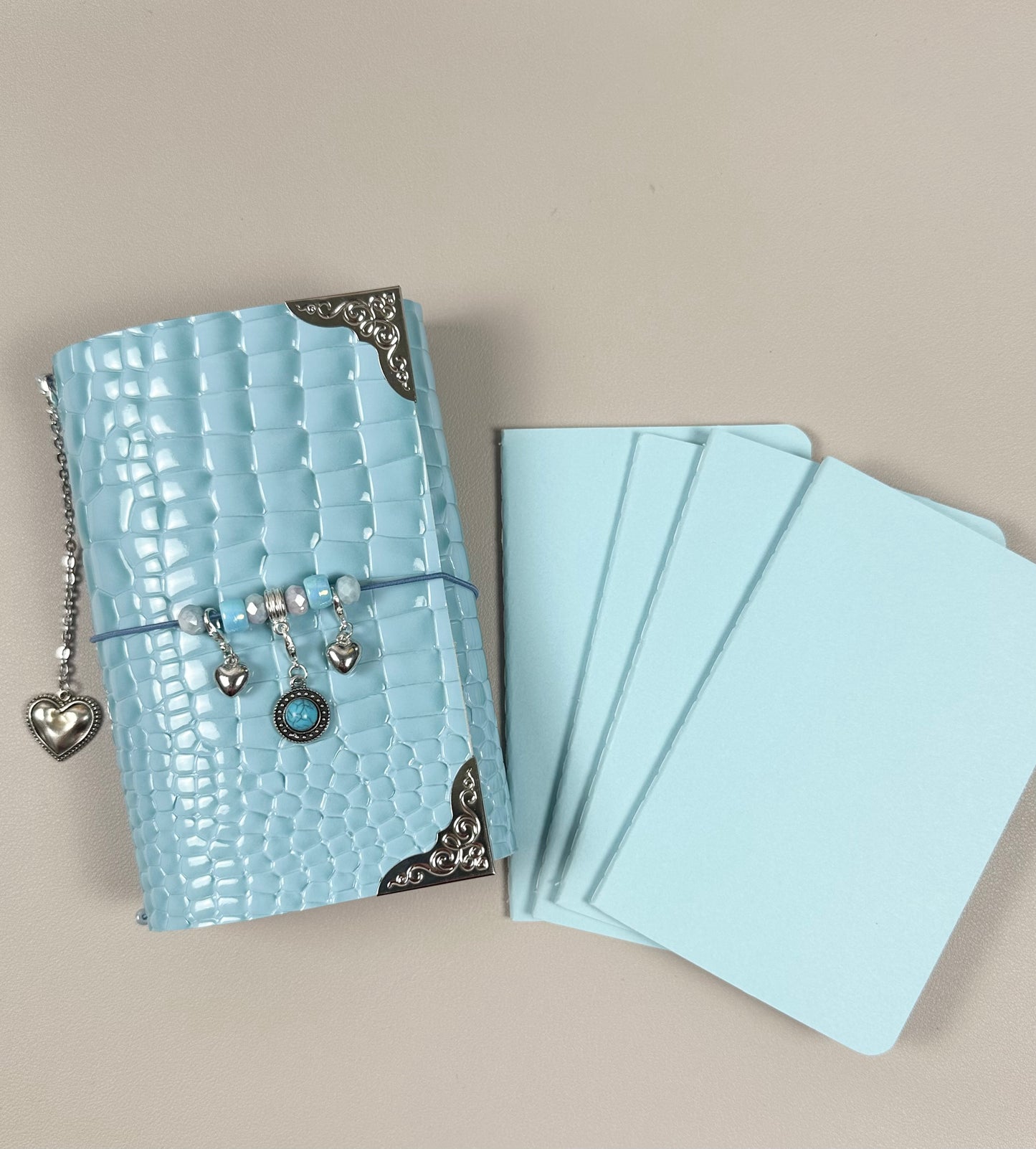 Alligator Faux Leather A6 Mini / Passport Size Trifold Journal