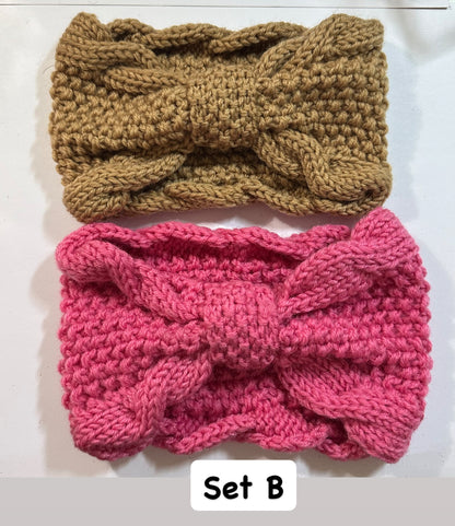Bow Style Cozy Knit Headband Set of 2