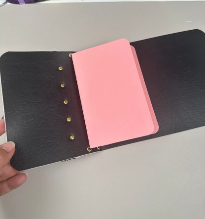 A6 Mini / Passport Size Pink and Black Trifold Journal