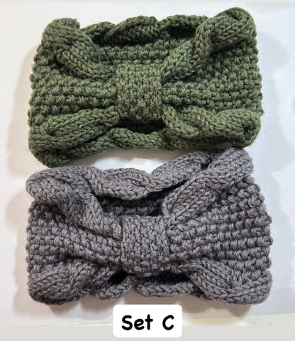 Bow Style Cozy Knit Headband Set of 2