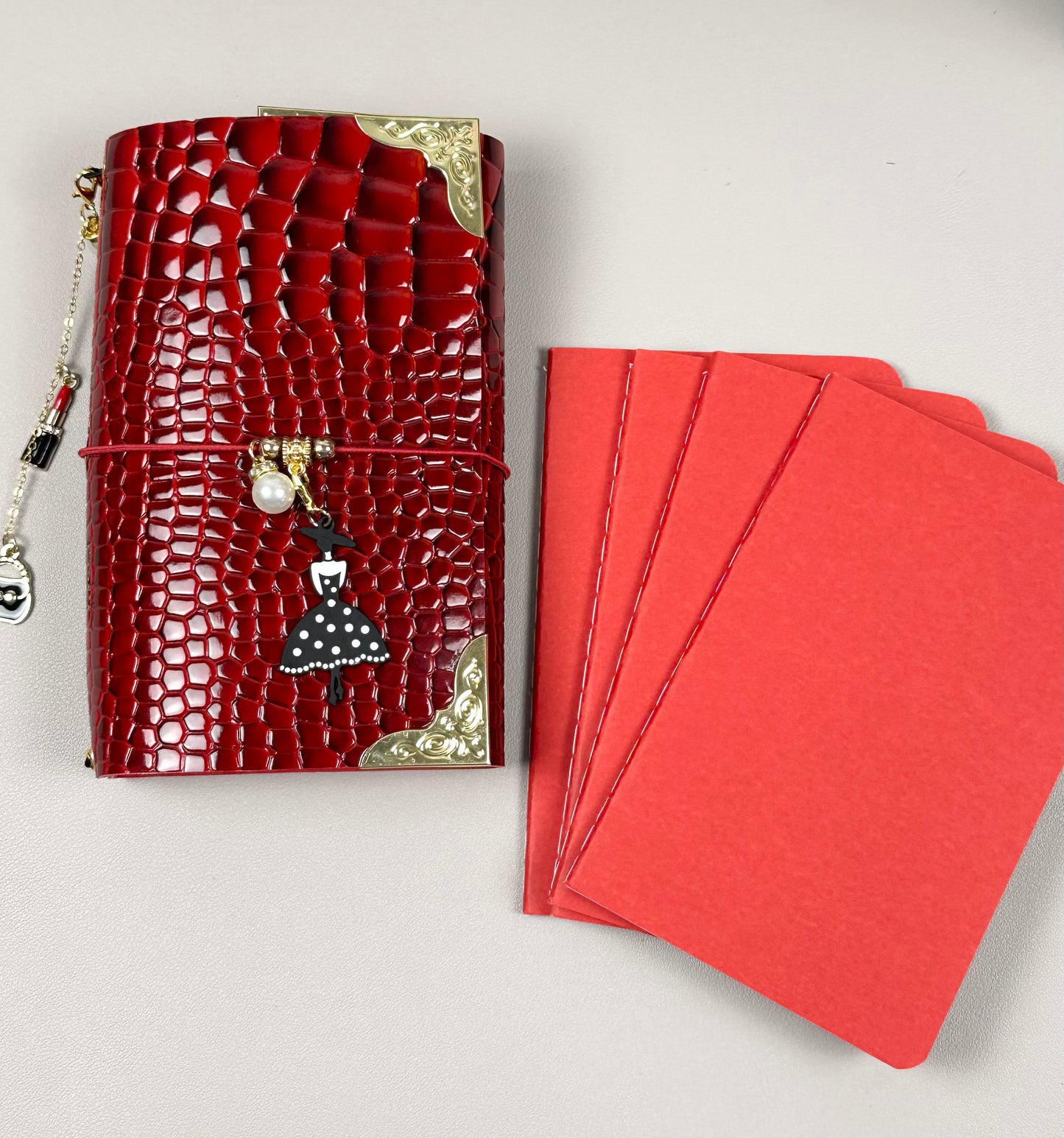 Alligator Faux Leather A6 Mini / Passport Size Trifold Journal