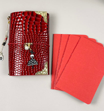 Alligator Faux Leather A6 Mini / Passport Size Trifold Journal
