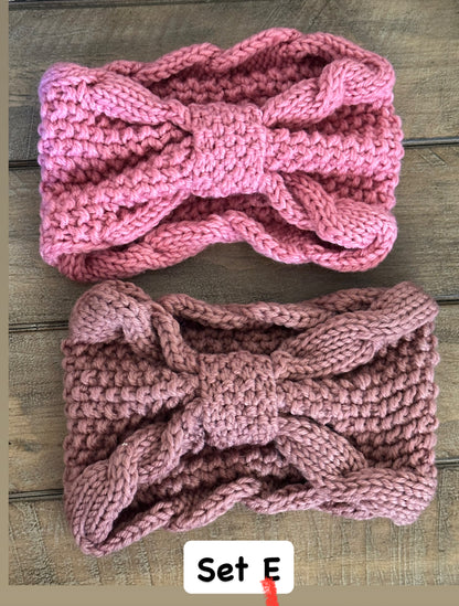 Bow Style Cozy Knit Headband Set of 2