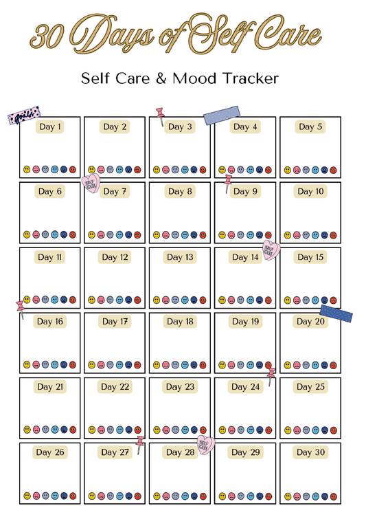 A5 - 30-Day Self Care & Mood Tracker