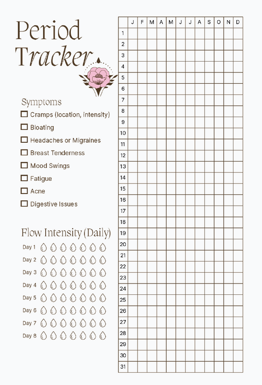 A5 - 1 Year Period Tracker